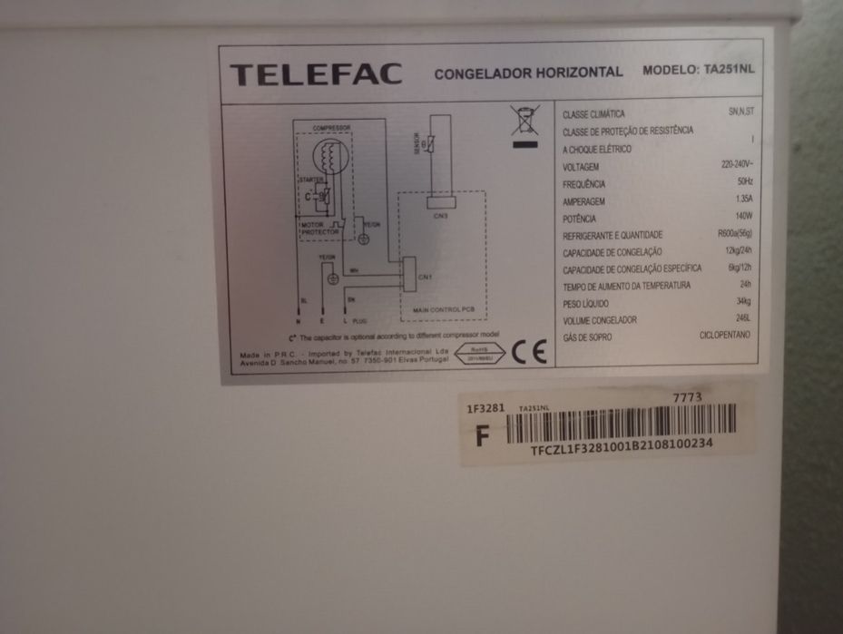 Arca Congeladora Horizontal TELEFAC – 246L