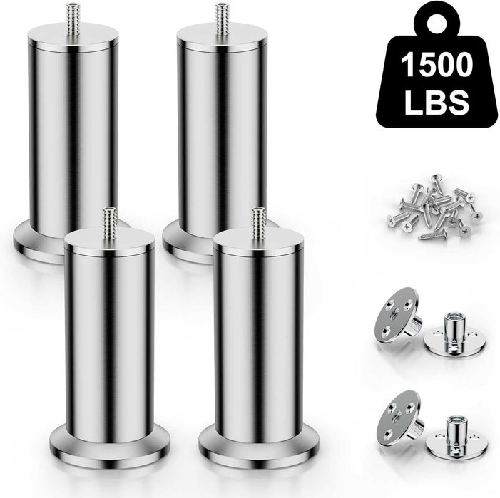 4 nóżki meblowe ze stali nierdzewnej, nóżki meblowe 600kg