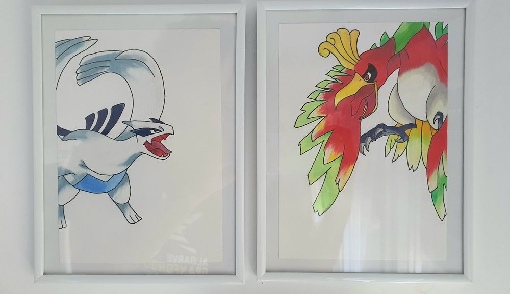 Desenho de Pokémon - Lugia & Ho-Oh (Original)