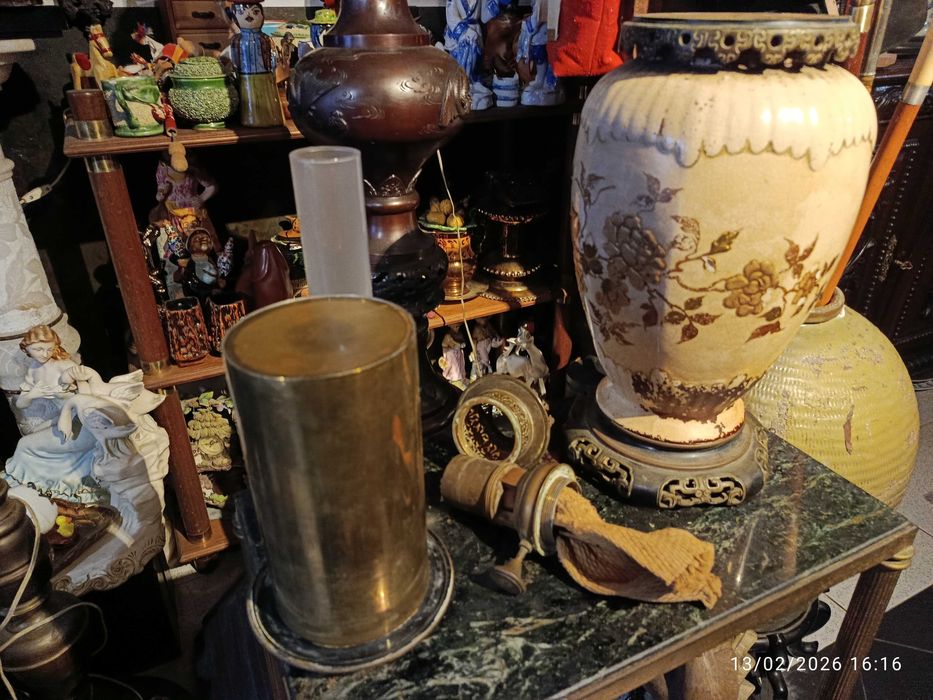 Candeeiro Petróleo Cerâmica e Bronze Satsuma Séc XIX Japão