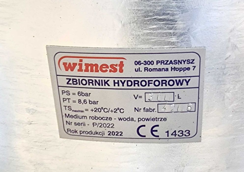 Zbiornik OCYNKOWANY 300L 6Bar - Wimest Białystok Super!
