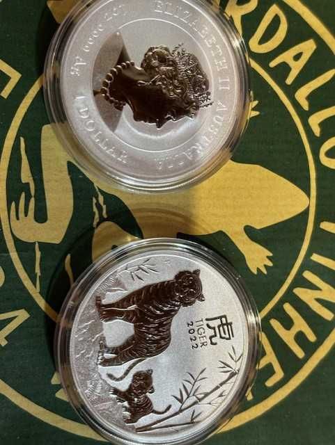 Moedas 1 onça troy 31,10gr prata .9999  TIGER 2022 Australia