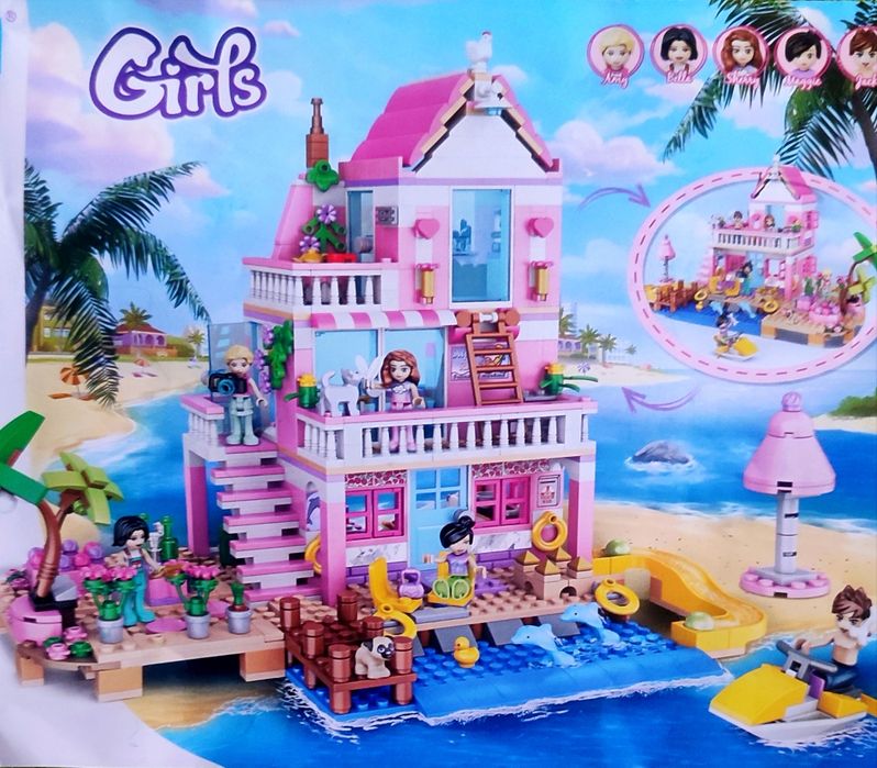 Klocki Girls Domek Letni 822szt 5 figurek! Super jakość! 2w1.