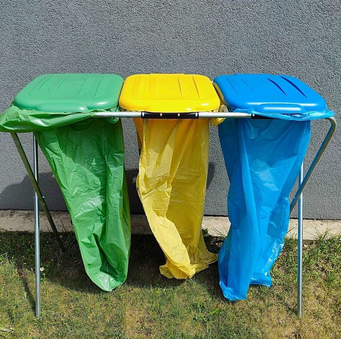 STOJAK NA 3 WORKI do segregacji śmieci 120L Kosz Na Odpady NOWY