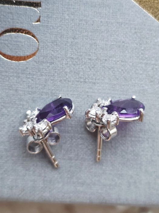Kolczyki Ametyst Diamenty 0.2ct Złoto 585 WYCENA 3700