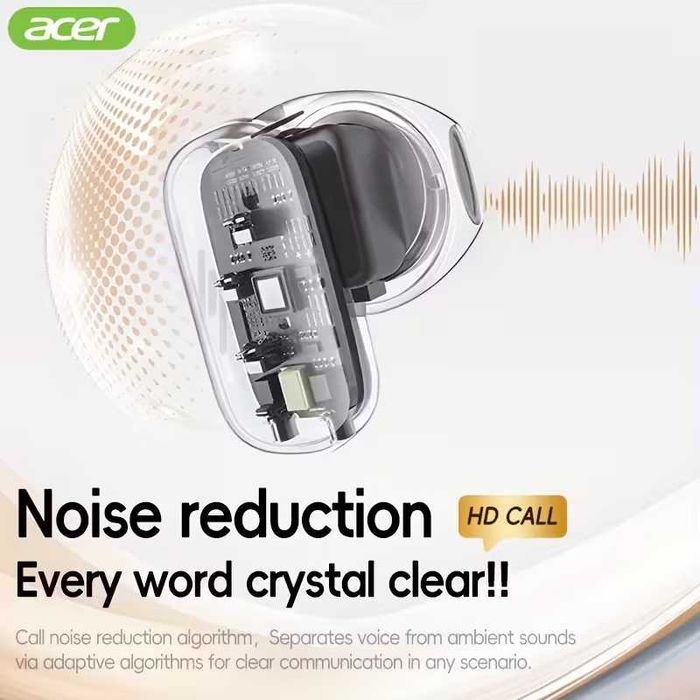 Acer OHR551, чорні бездротові навушники bluetooth 5.4, шумозаглушенням