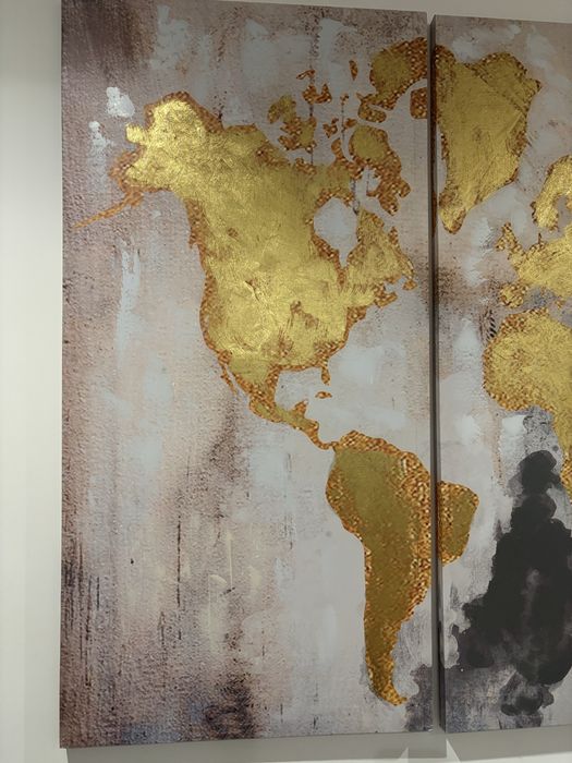 Quadro tripartido mapa mundo