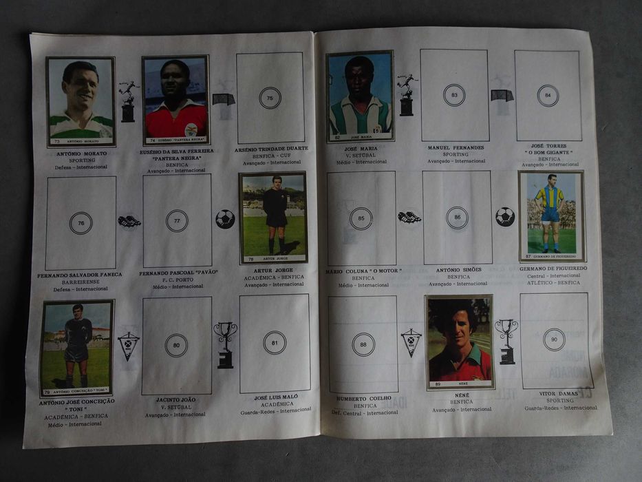 Caderneta cromos Ídolos do Passado (faltam 14 cromos)