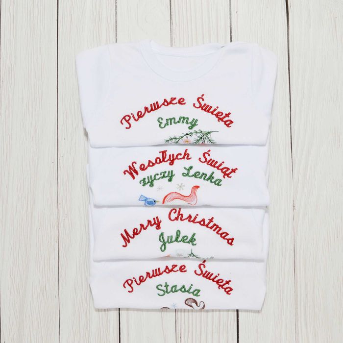 Body święta z imieniem dziecka, haft