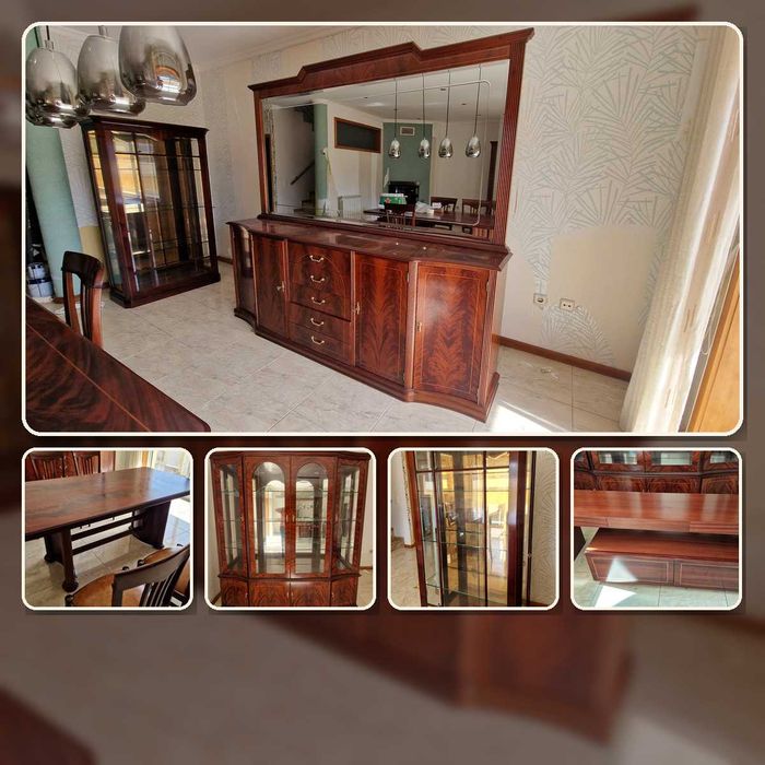Conjunto completo de sala em madeira maciça vintage