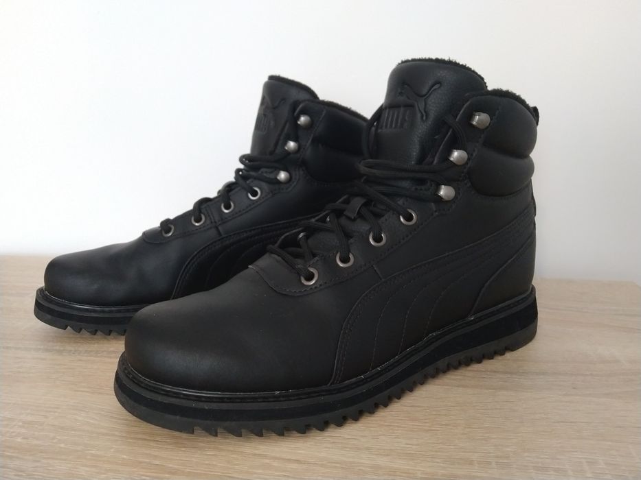 Buty zimowe Puma czarne skóra naturalna rozmiar 40,5 26 cm