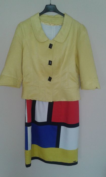 Żółty żakiet roz. 38, i sukienka j. Orsay