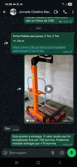 Porta-paletes para Gruas