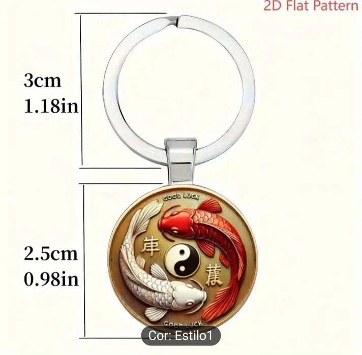 Porta chaves bússola náutica e yin yang