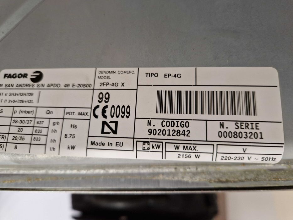 Placa de fogão FAGOR (gás natural/rede)