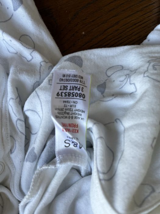 Piżamka pajacyk śpioszki Marks&Spencer r. 72, 2 sztuki