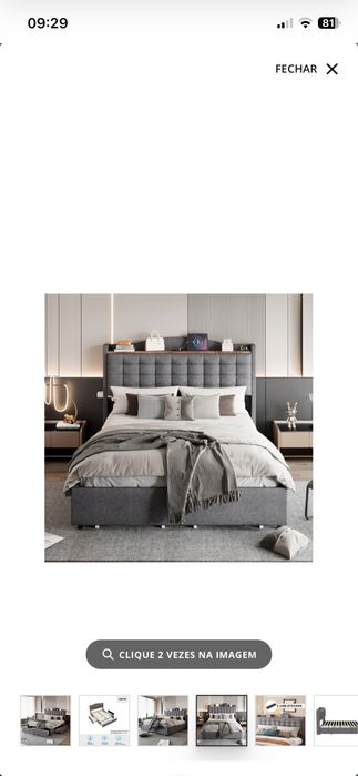 Cama de casal 140x200 com entrada usb