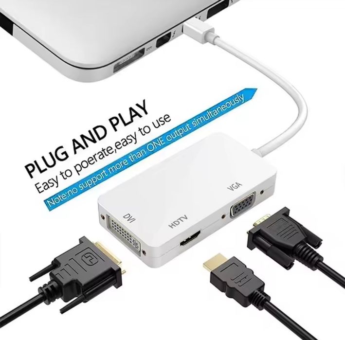 Mini display port para HDMI DVI E VGA 3 EM 1