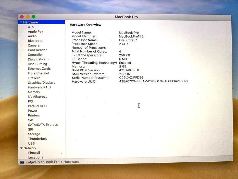 Mac Book Pro, 8GB, 2GHz, 15", 2017, used