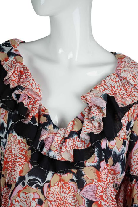 Just Cavalli tunika bluzka czerwona kwiaty r. S/M