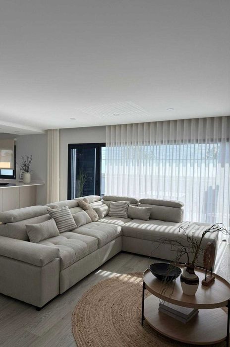 Sofá Novo  de Canto em L com Chaise Longue, Cama e Arrumação