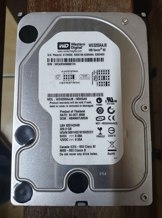 Disco IDE 3.5" 320GB testados