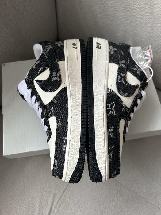 Buty Air Force 1 "LV Monogram Custom" – Czarno-białe – Rozmiar 38