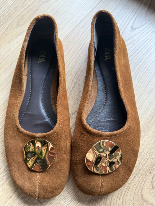 Baleriny skora zamszowa naturalna zara roz36 jak nowe