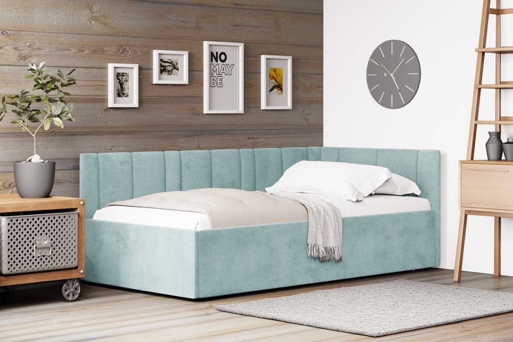 Tapczan Łóżko sypialniane tapicerowane pojemnik+ stelaż szybka wysyłka