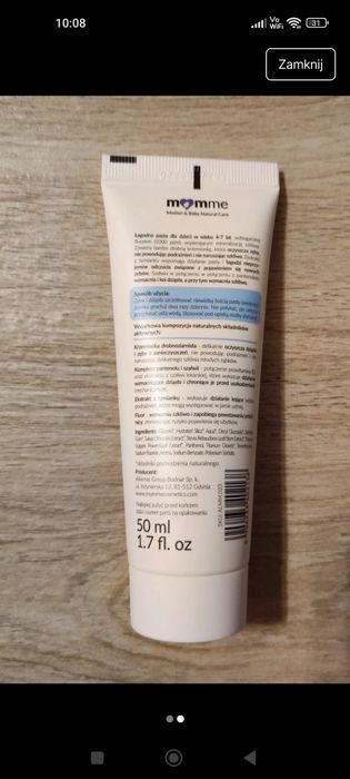 Momme pasta do zębów dla dzieci 50 ml