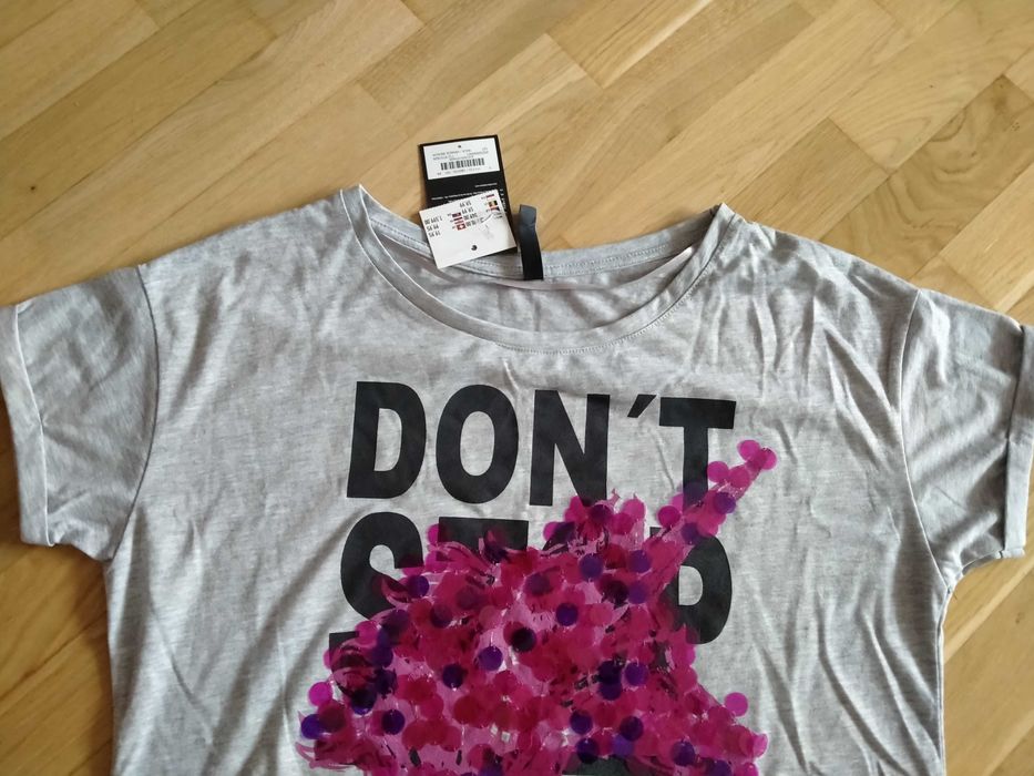 Damska/dziewczęca szara koszulka/bluzka z cekinami, Jednorożec, Nowa