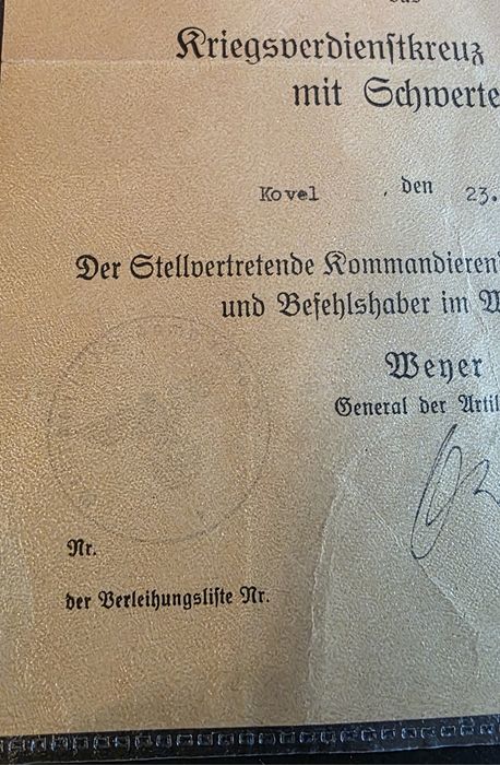 Nadanie KVK z mieczami 2 klasy 3 Rzesza Wehrmacht
