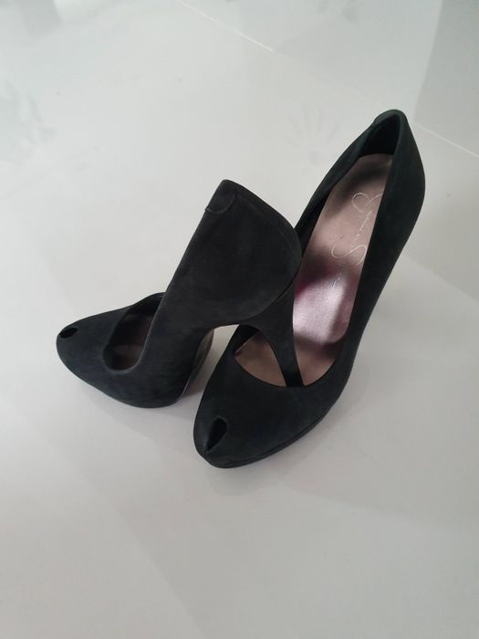 Jessica Simpson szpilki open toy 37 czarne zamsz