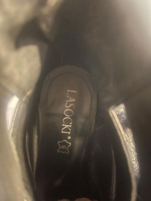 Buty na obcasie za kostkę skórzane Lasocki botki 37