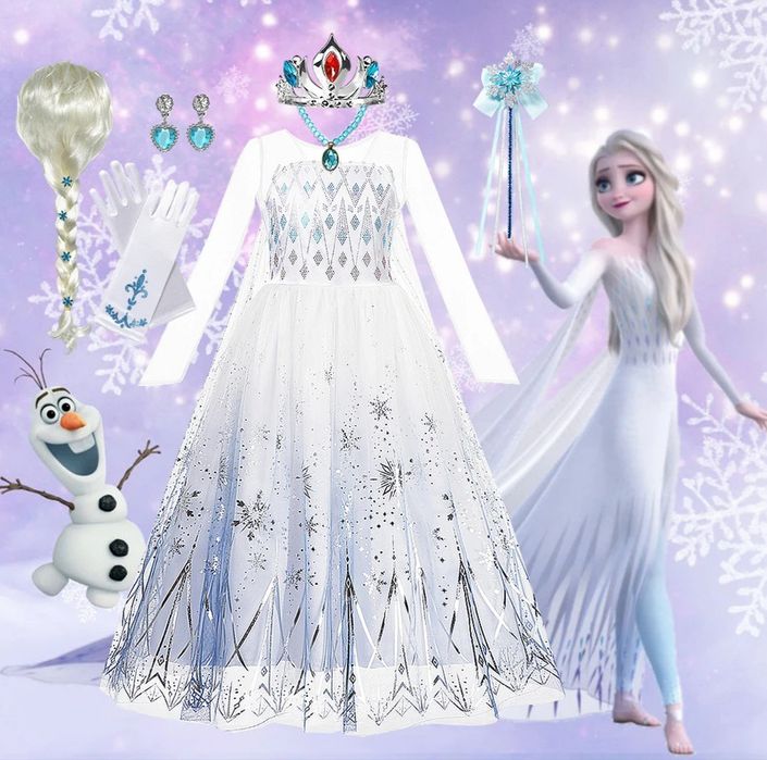Біла сукня принцеси Ельзи,сукня сніжинки, снігова королева