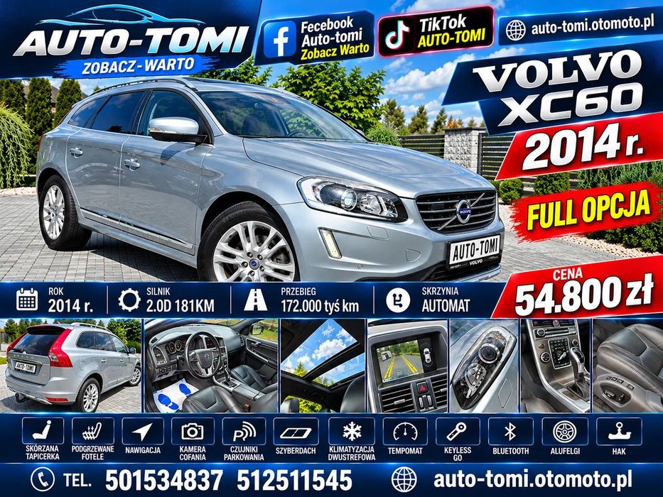 Volvo XC 60 2.0 D4 181KM 2014r. **FULL-OPCJA-ZOBACZ**