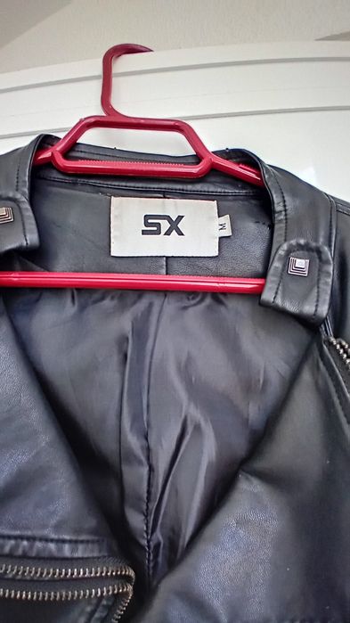 Casaco pele sintética estilo motard