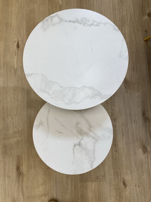Dwa stoliki glamour marmurowe imitacja komplet