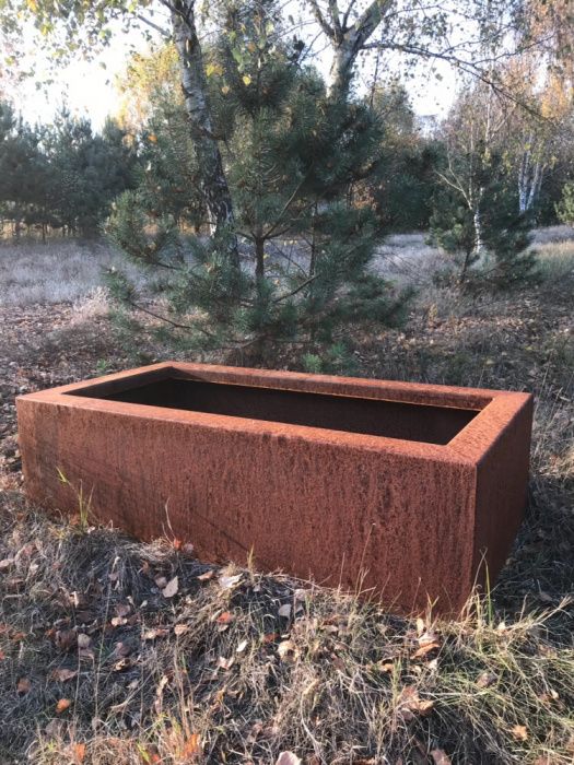 Donica, doniczka, stal, metal, corten, korten, rdza