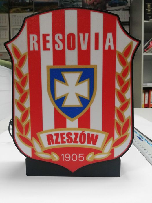 Herb klubu CWKS Resovia Rzeszów. Lampka led na biurko.
