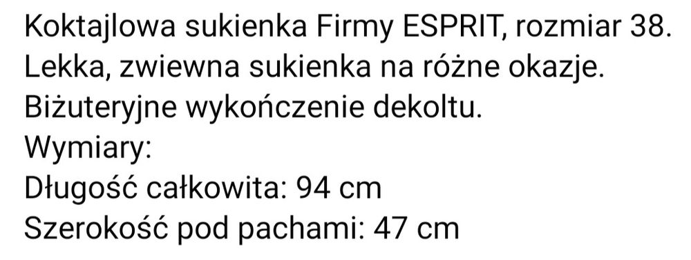 Nowa sukienka Esprit 38 M khaki