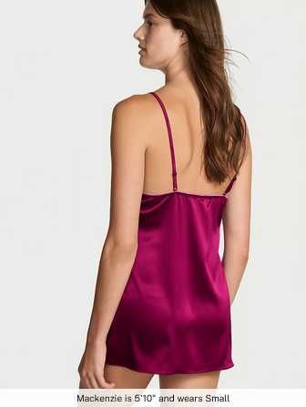 Victoria's Secret Tease Satin Lace-Trim Mini Slip Dress Ночная Пеньюар