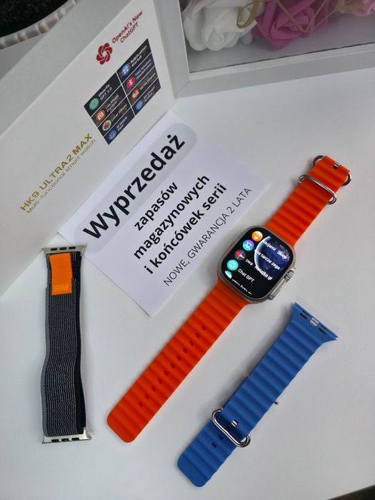 Smartwatch HK Ultra Max – AMOLED 2,12", połączenia Bluetooth, nowy