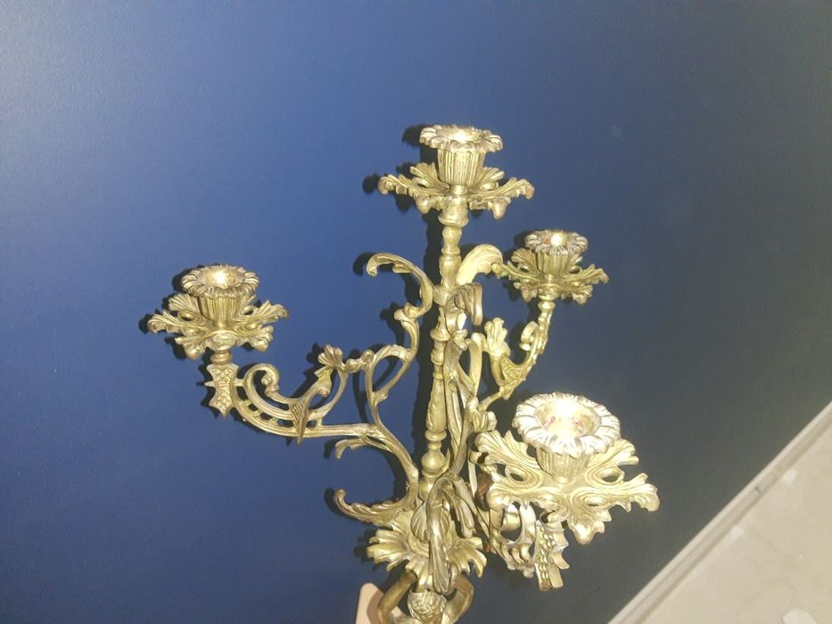 Świecznik mosiężny kandelabr mosiądz brąz ok. 60cm