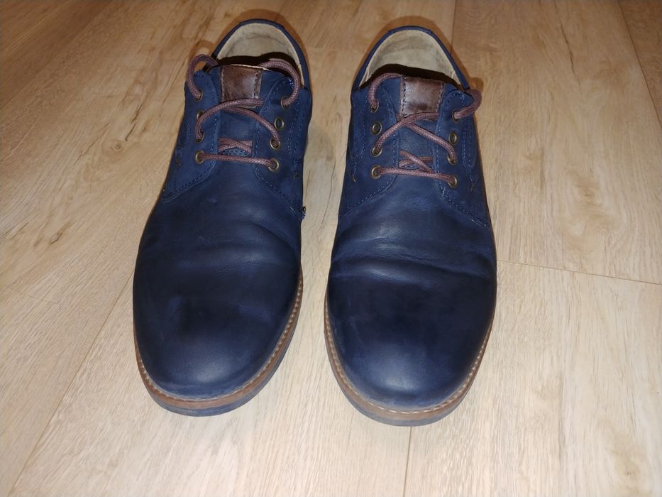 Buty skórzane męskie Venezia Jum Blue rozmiar 42 nubuk granatowe IDEAL