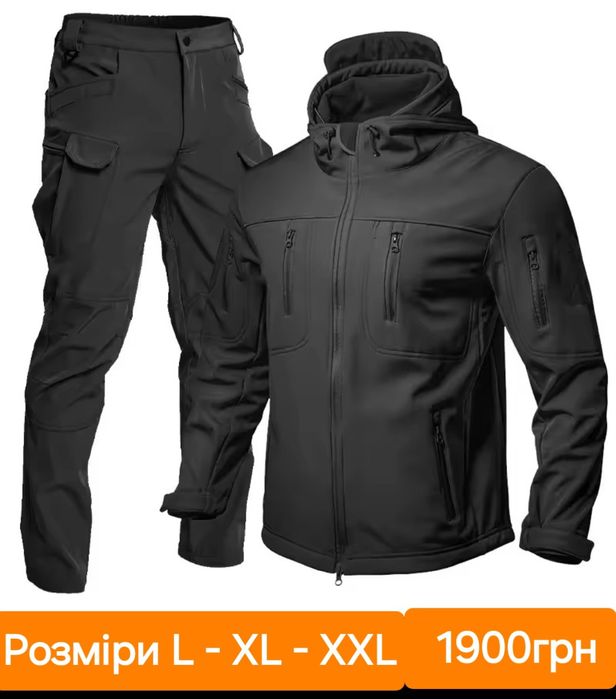Куртка чоловіча Soft Shell L XL XXL XXXL костюм тактична софтшел чорна