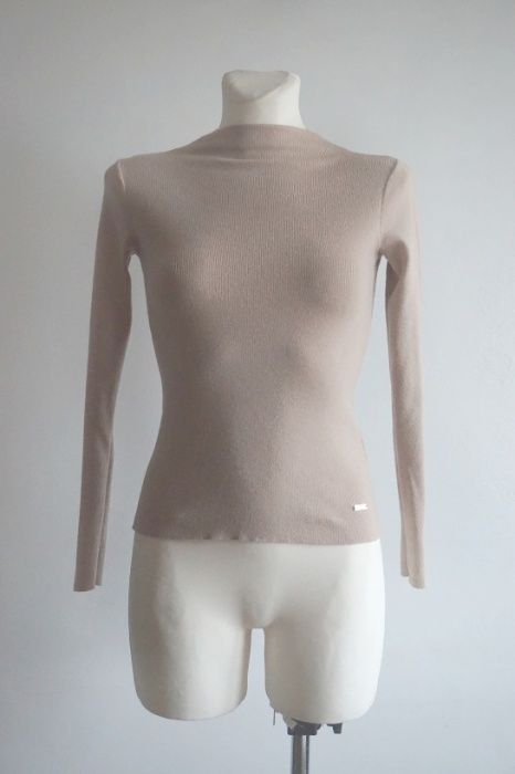 Beżowy cielisty top półgolf basic nude Mohito XS XXS