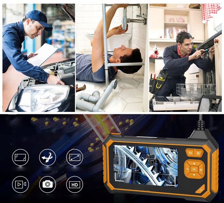 Kamera INSPEKCYJNA 4,3'' ENDOSKOP Dwie Kamery 5m 8LED Profesjonalna