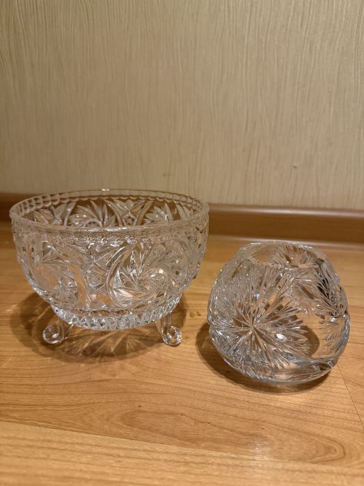 Посуд Тарілка з хрусталю/шкатулка  з хрусталю, ваза з хрусталю