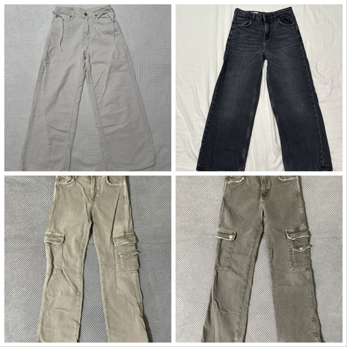 2+2 В ПОДАРУНОК! Джинси штани карго Зара Zara з карманами 134 140 9 10